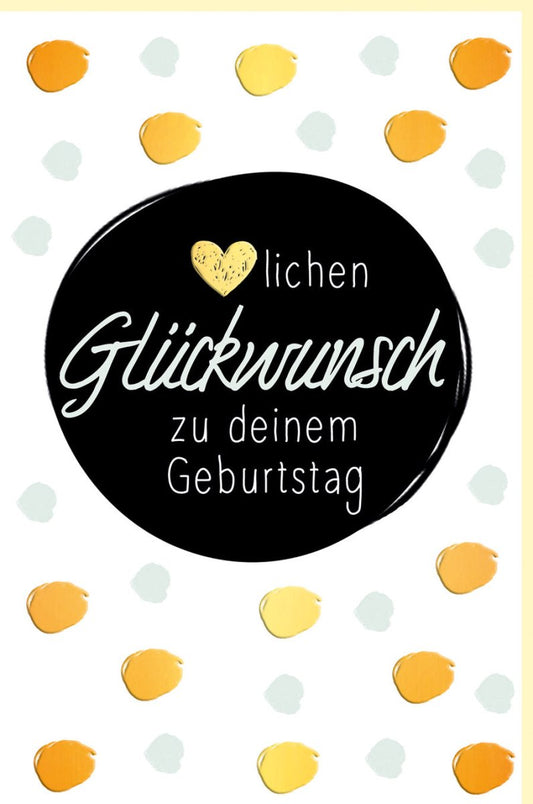 Geburtstagskarte Deluxe - Stilvolle Glückwunschkarte mit Goldakzenten und Punkten für festliche Geburtstagsgratulationen