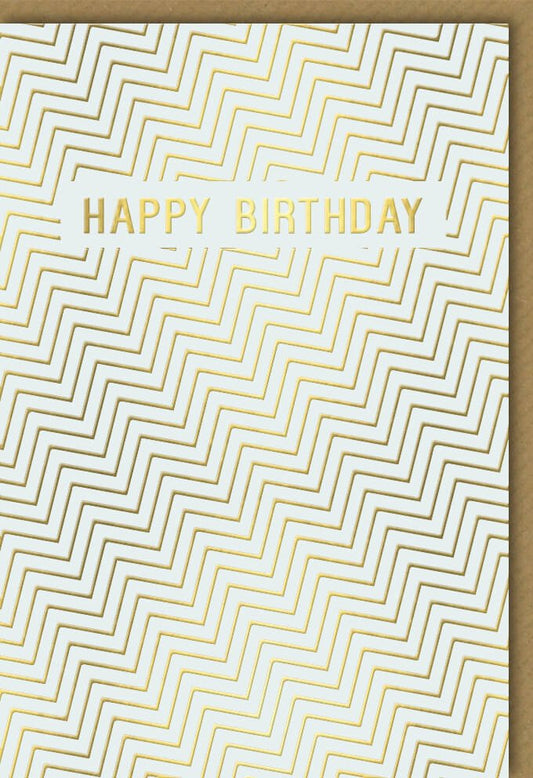 Geburtstagskarte edles Design goldene Linien Happy Birthday Doppelkarte stilvolle Glückwunschkarte Geburtstag elegant modern