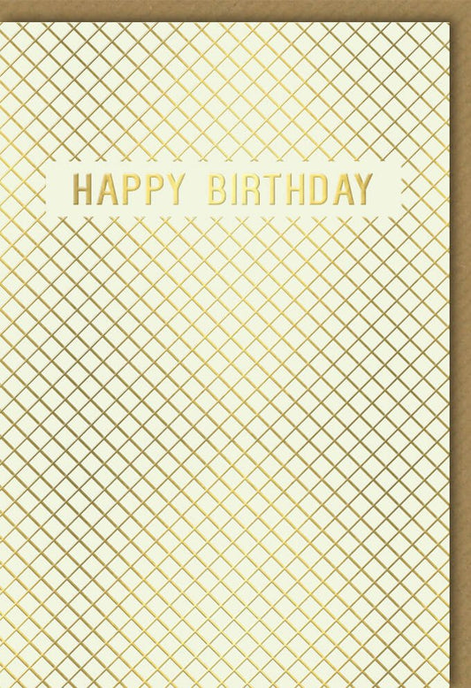 Geburtstagskarte elegant gold mit Prägung Happy Birthday edles Design hochwertige Doppelkarte für stilvolle Glückwünsche