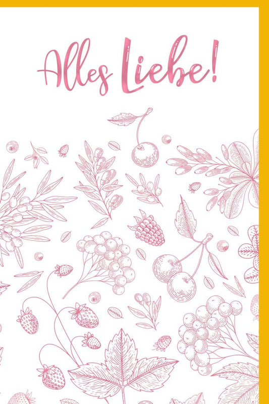 Geburtstagskarte: Elegante Premiumkarte mit Floral - Berry Design & Blindprägung, Hochwertiges Geschenk