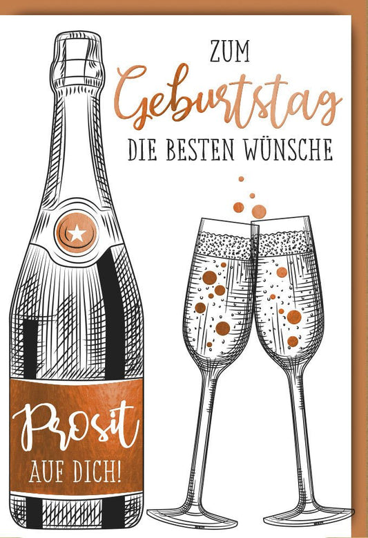 Geburtstagskarte - Elegantes Sektglas - Motiv für stilvolle Feierlichkeiten und Jubiläen