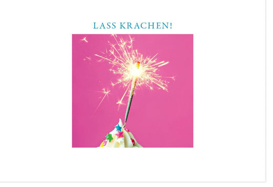 Geburtstagskarte - Feierliche Glückwunschkarte mit Wunderkerze & Konfetti, Pinkes Feuerwerk Motiv