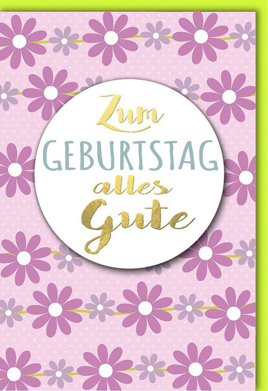 Geburtstagskarte – Festliche Glückwünsche mit Lila & Pink Blumenmuster, für jeden Anlass