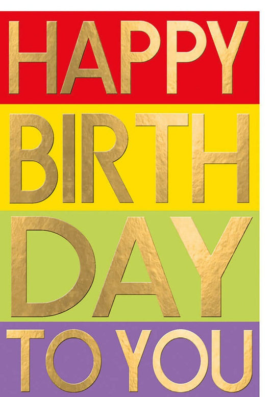 Geburtstagskarte - Festliche Glückwunschkarte mit Goldakzenten, Buntes Design für Feierlichkeiten und Jubiläen