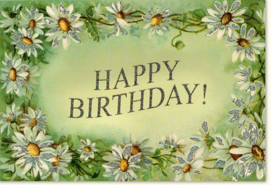 Geburtstagskarte Floral Grün - Festliche Glückwünsche mit Blumenkette für Feierlichkeiten