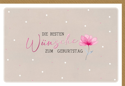 Geburtstagskarte Frauen – Aquarell Blume mit zarten Punkten und eleganter Schrift