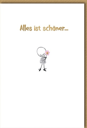 Geburtstagskarte Freundschaft – Strichmännchen mit Blume und humorvollem Spruch