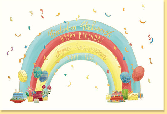 Geburtstagskarte: Fröhliche Feier mit Konfetti & Luftballons - Herzlichen Glückwunsch Grußkarte