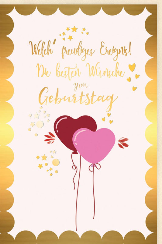 Geburtstagskarte - Fröhliche Glückwünsche mit Luftballons & Sternen, Liebevolle Feierkarte voller Freude