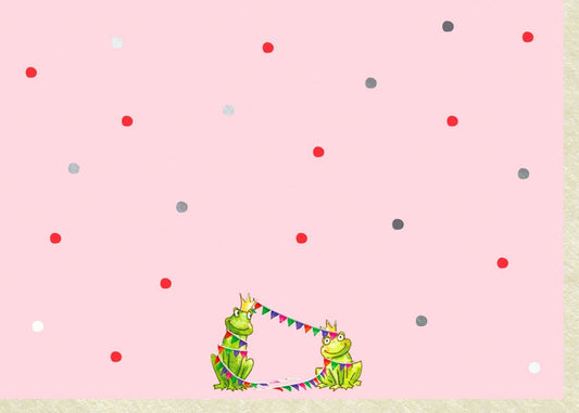Geburtstagskarte Frosch mit Punkten und Girlande – Glückwünsche ohne Text für kreative Grüße