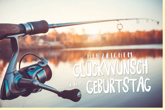 Geburtstagskarte für Angler - Angelrute Motiv, Perfekt für Fischer & Naturfreunde, Sportfischen Design zum Geburtstag