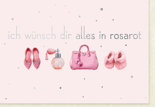 Geburtstagskarte für Damen: Stilvolle Glückwunschkarte in Rosarot mit eleganten Details, Chic Design