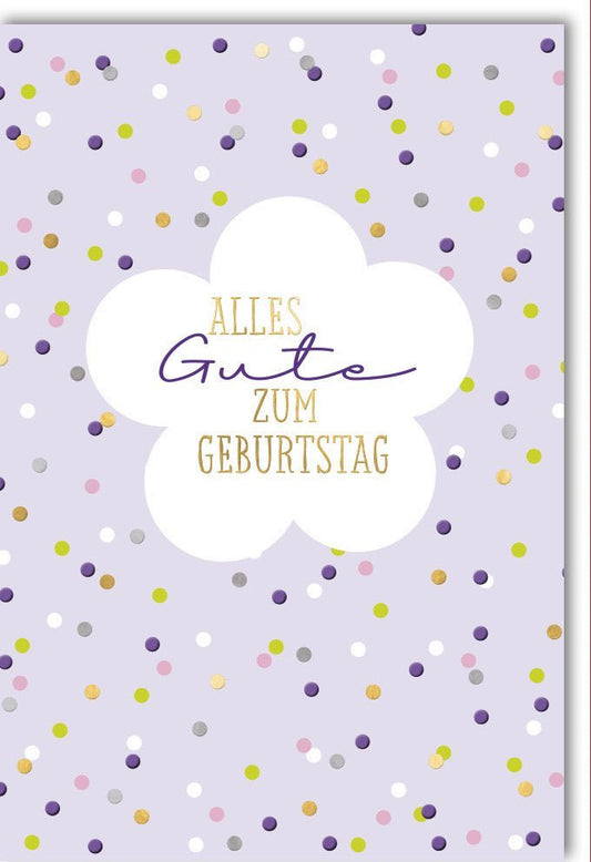 Geburtstagskarte für Erwachsene & Jugendliche - Stilvolle Glückwunschkarte auf Naturkarton mit blau - lila Muster, "Alles Gute" Schriftzug