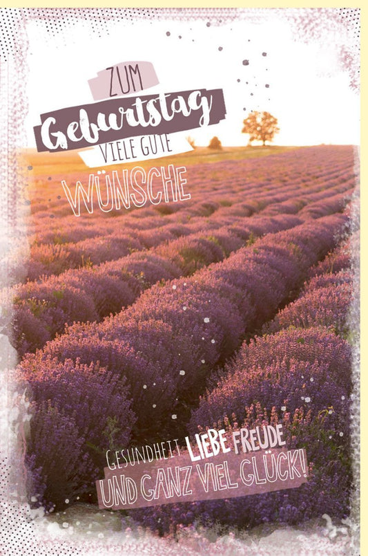 Geburtstagskarte für Erwachsene: Lavendelfeld - Design mit lila Blumen, Naturmotiv für Entspannung und Freude, Perfektes Geschenk zum Jubiläum
