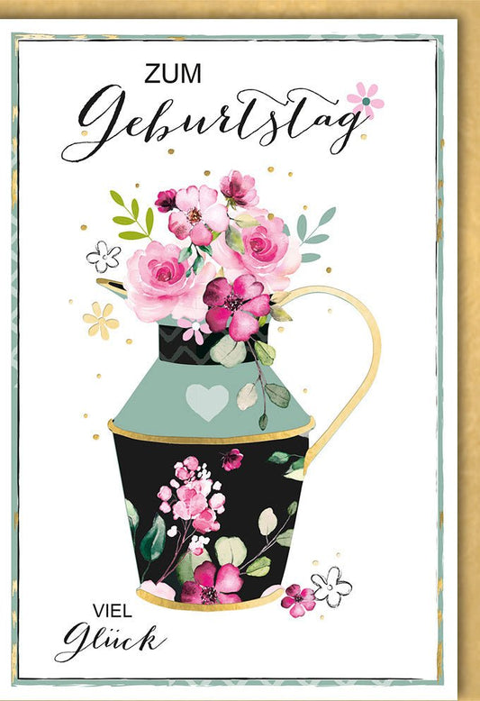 Geburtstagskarte für Frauen - Elegantes Vintage Floral Design mit Herzlichen Glückwunsch Motiv