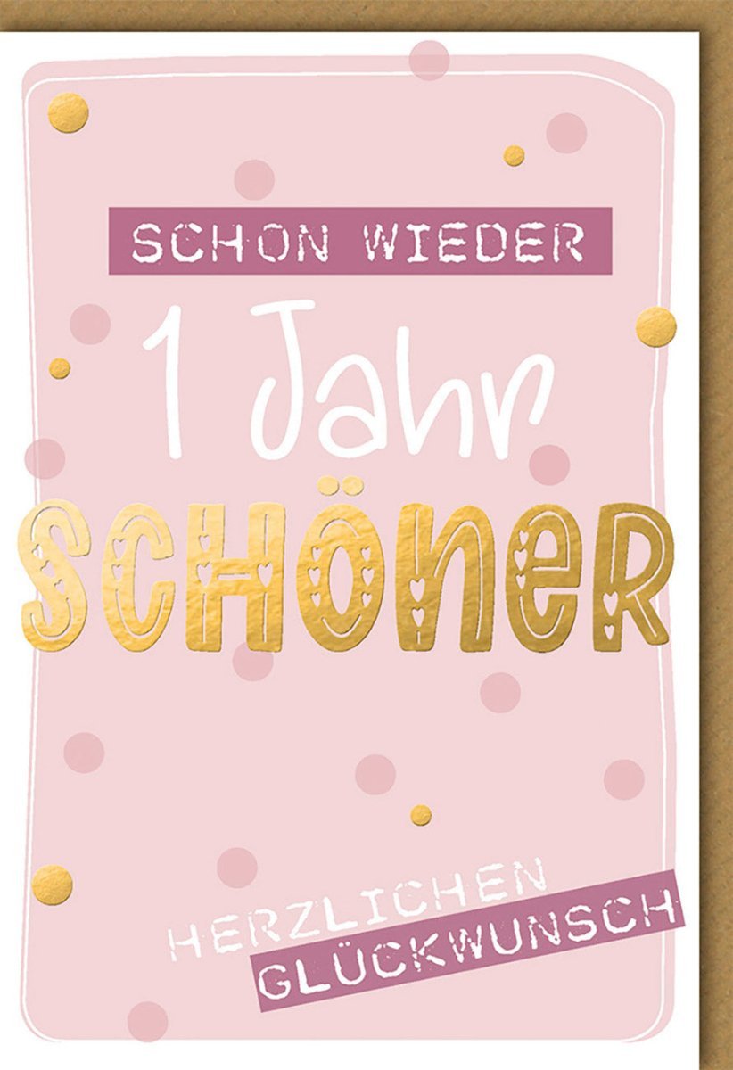 Geburtstagskarte für Frauen - Stilvolle Karte mit rosa Punkten und goldener Schrift, Moderne Glückwünsche für besondere Anlässe