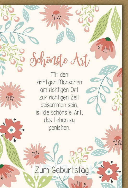 Geburtstagskarte für Herzensmenschen - Pastellblumen & liebevolle Botschaft, Perfekt für Frauen, Freunde & Familie, Beige & Rosa Design