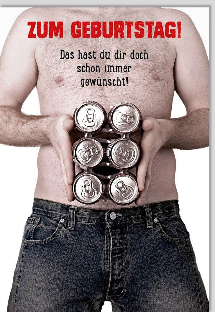 Geburtstagskarte für Männer - Humorvolle Motive mit Sixpack & Bierbauch, Witzige Glückwünsche als Überraschung
