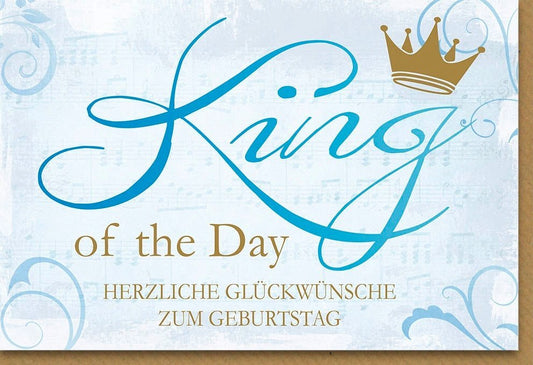 Geburtstagskarte für Männer "King of the Day" - Stilvolle Vintage Krone in Blau, Perfekt für einen eleganten Geburtstag mit Klasse