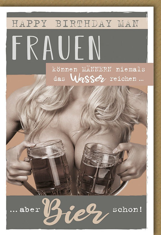Geburtstagskarte für Männer mit witzigem Spruch und Biermotiv originelle Doppelkarte zum Geburtstag humorvoll für echte Kerle