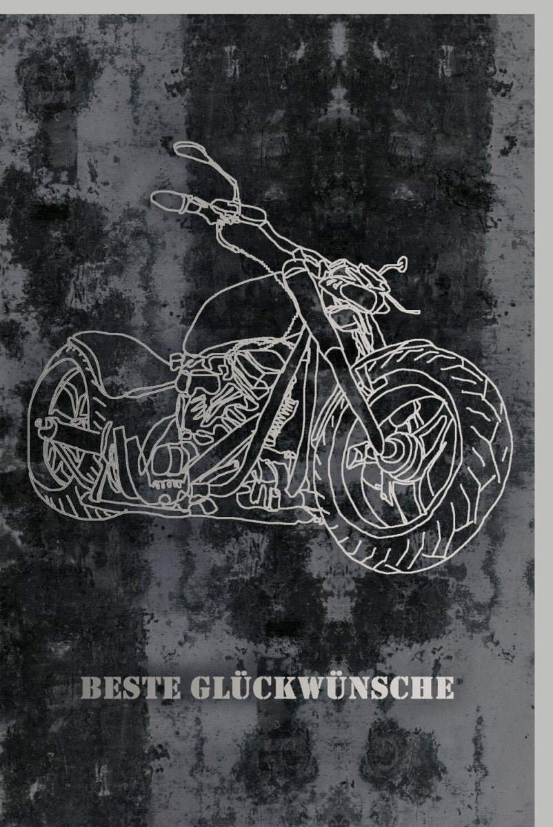 Geburtstagskarte für Männer - Retro Motorrad Chopper Design im Grunge Stil, Biker Glückwünsche