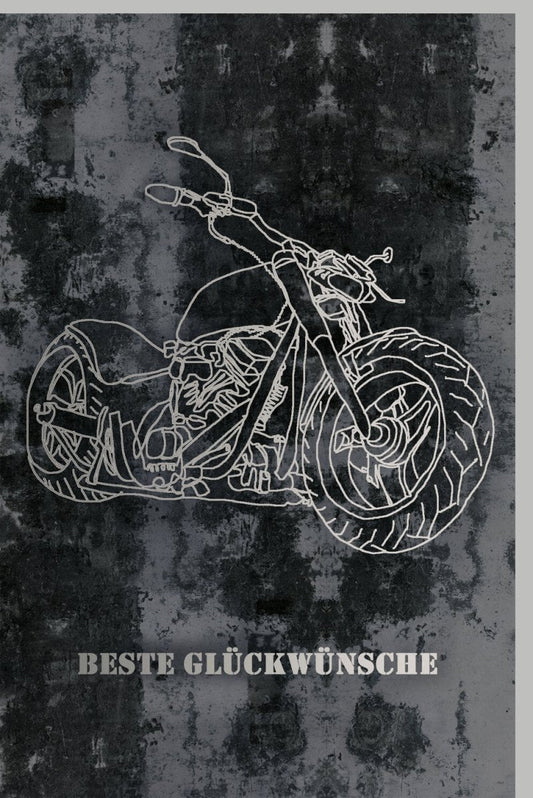 Geburtstagskarte für Männer - Retro Motorrad Chopper Design im Grunge Stil, Biker Glückwünsche