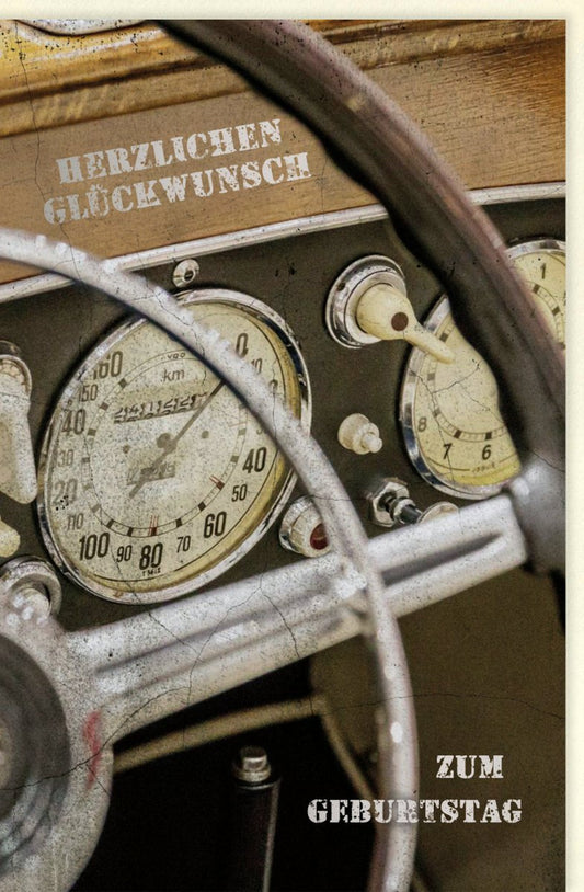 Geburtstagskarte für Männer - Retro Oldtimer Design, Stilvoll für Auto - Enthusiasten und Sammler