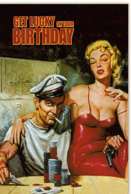 Geburtstagskarte für Männer - Retro Spielkarten & Pin - up Meeremann Design, Humorvolle Grüße, Kreative Geschenkidee