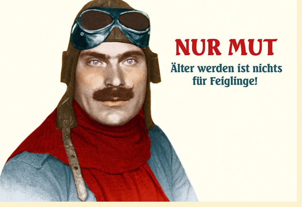 Geburtstagskarte für Männer - Vintage Flieger mit Humor, Retro Design zum Älterwerden