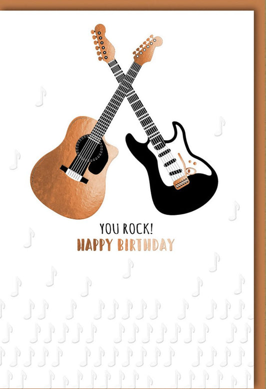 Geburtstagskarte für Musiker - Rock Gitarren Design, Happy Birthday Karte mit Musikmotiv, Perfekt für Gitarristen und Rockliebhaber