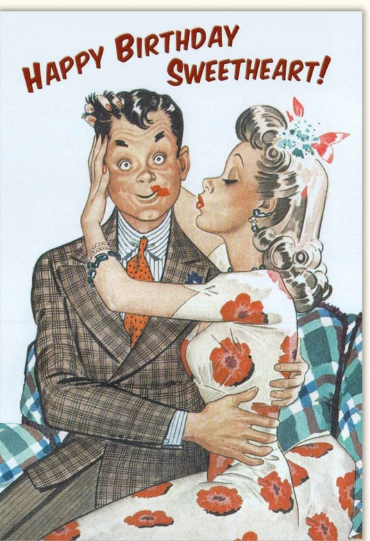 Geburtstagskarte für Partner: Vintage Retro Design mit Romantischer Illustration & Herzlichen Glückwünschen