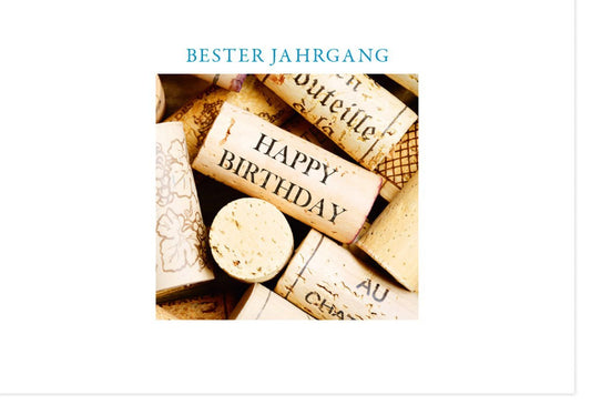 Geburtstagskarte für Weinliebhaber - Elegantes Weinkorken - Design, Perfekt für Jubiläum und Feier
