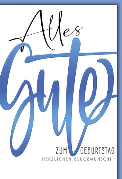 Geburtstagskarte Geschäftlich – Elegante Blaue Schrift mit Modernem Design