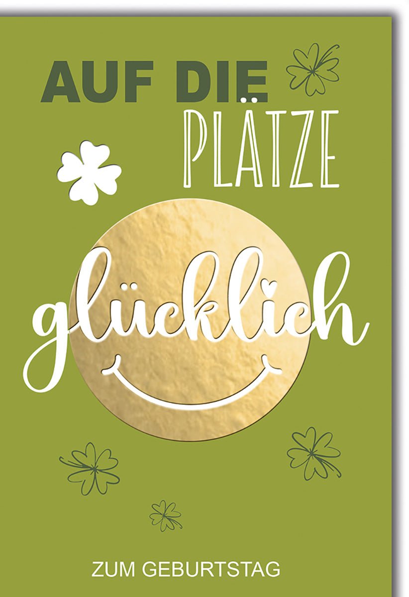 Geburtstagskarte Glückwünsche – Grüner Hintergrund mit Goldakzent und fröhlichem Design