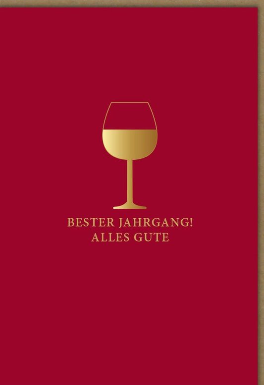Geburtstagskarte in Weinrot mit Goldprägung – Stilvolle Glückwünsche für Erwachsene & Senioren, Perfekt für Weinliebhaber
