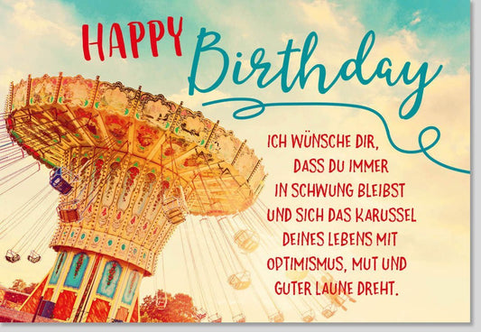 Geburtstagskarte – Lebendige Glückwunschkarte mit Heißluftballon - Motiv für Freude und Optimismus