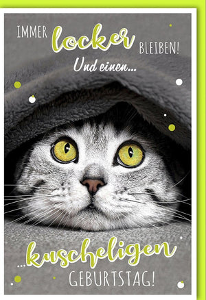 Geburtstagskarte Lustige Katze - Humorvolle Tier-Illustration mit Witzigem Spruch für Katzenliebhaber, Spaßige Glückwünsche für den besonderen Tag