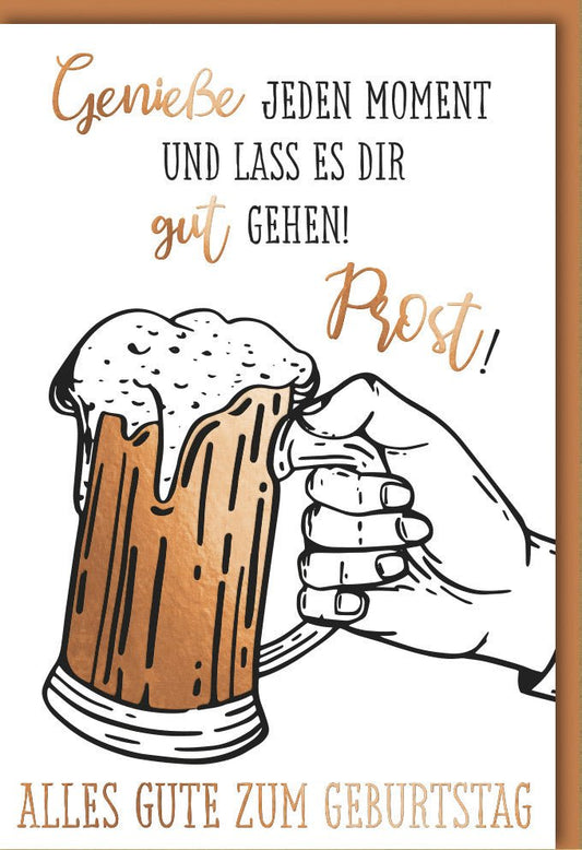 Geburtstagskarte Männer - Bier & Cheers Design, Humorvolle Prost Karte mit Witzigen Glückwünschen - Ideales Geschenk für Ihn