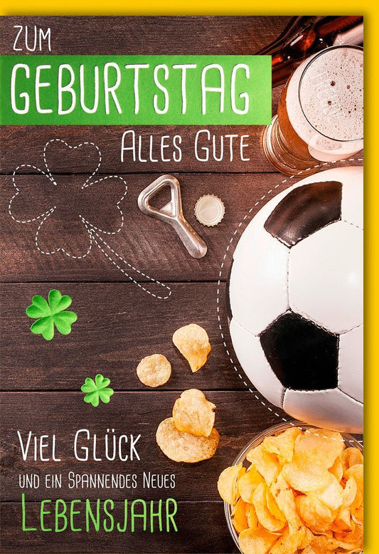 Geburtstagskarte Männer - Fußball & Bier, Humorvoller Spruch, Sportliches Geschenk zur Partyfeier