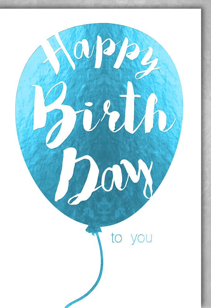 Geburtstagskarte mit Ballon - Design - Blaue Glückwunschkarte für Jubiläum und Feierlichkeiten