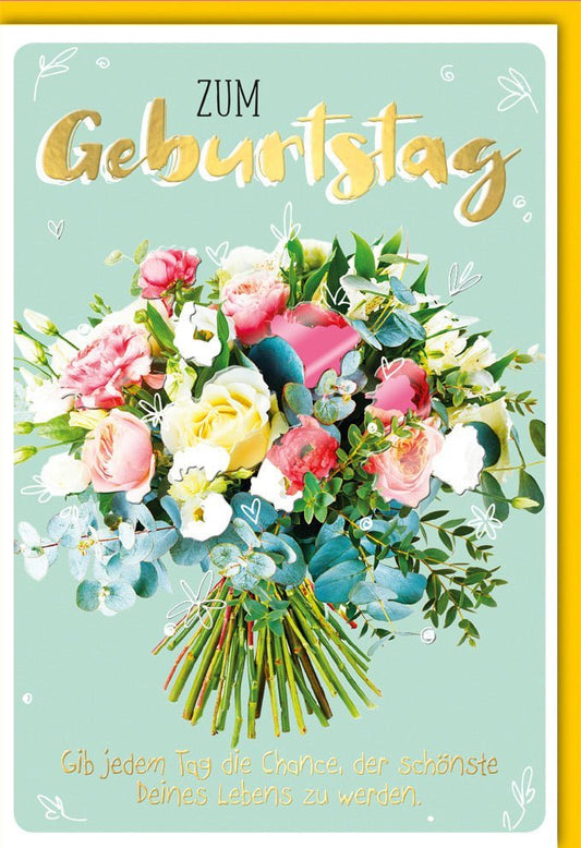 Geburtstagskarte mit Blumendesign – Stilvolle Karte für Geburtstagsgrüße und Feierlichkeiten