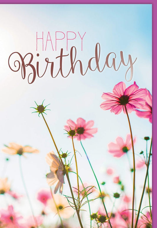 Geburtstagskarte mit Blumenmotiv – Fröhliche Happy Birthday Grüße in buntem Design