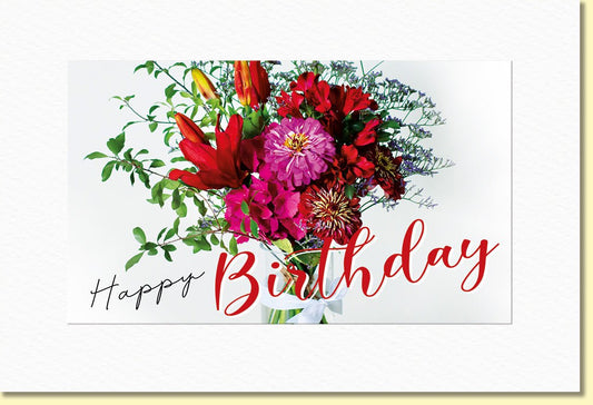 Geburtstagskarte mit Blumenstrauß und Happy Birthday Schriftzug farbenfrohe Glückwunschkarte zum Geburtstag für besondere Wünsche