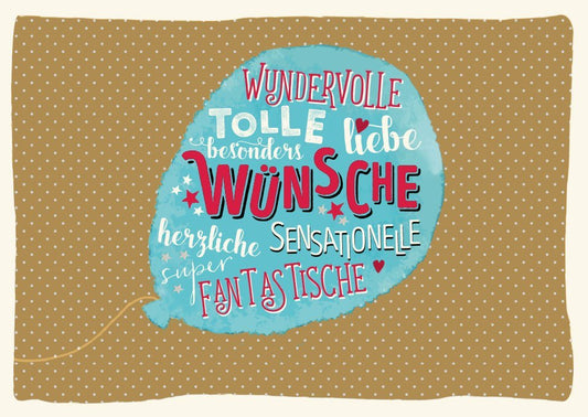 Geburtstagskarte mit buntem Ballon und inspirierendem Spruch für besondere Momente mit Freunden, Familie oder Kollegen. Ideal für jeden Anlass.