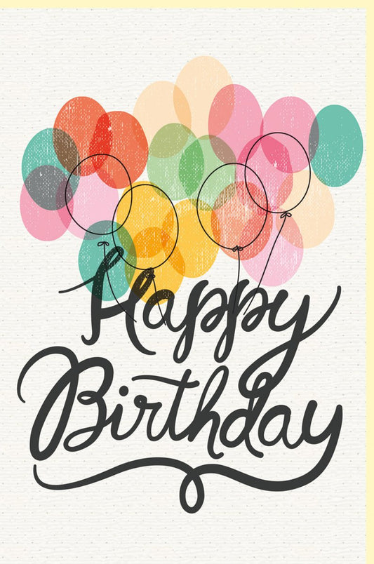 Geburtstagskarte mit bunten Luftballons und Happy Birthday Schriftzug farbenfrohe Glückwunschkarte zum Geburtstag für besondere Grüße