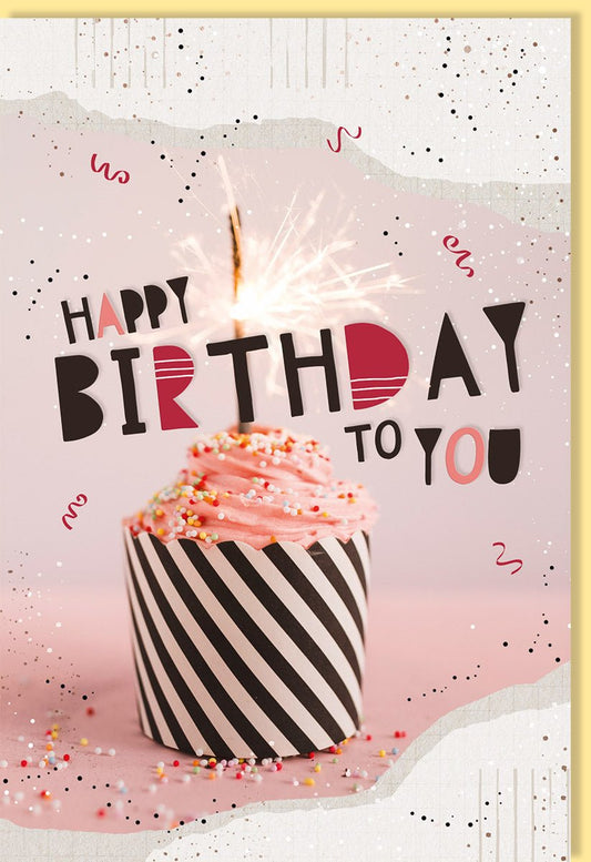 Geburtstagskarte mit Cupcake Motiv und Wunderkerze liebevoll gestaltete Glückwunschkarte zum Geburtstag für besondere Wünsche