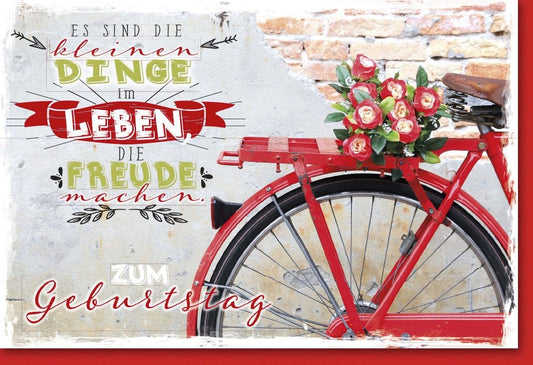 Geburtstagskarte mit Fahrrad und Rosenstrauß Vintage Motiv liebevoll gestaltet Glückwunschkarte zum Geburtstag für Freude und besondere Momente