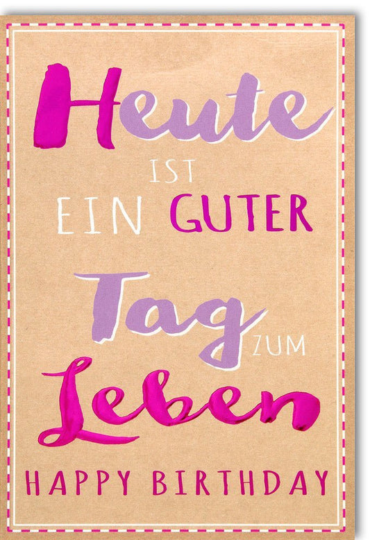 Geburtstagskarte mit Handlettering: Bunte "Happy Birthday" Karte, Moderne Typografie auf Kraftpapier, Lebensfreude pur