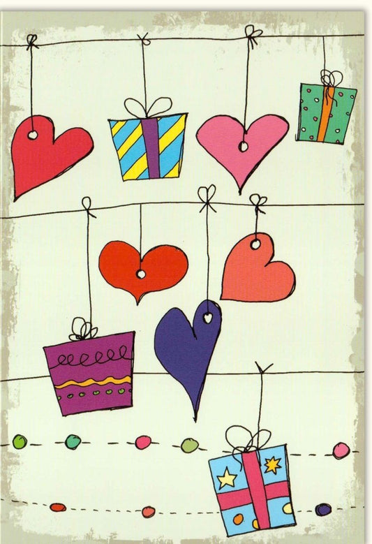 Geburtstagskarte mit Herzen - Kreative Glückwunschkarte für Freude & Feier, Bunte Dekoration, Blanko für persönliche Botschaften