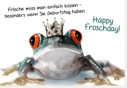 Geburtstagskarte mit Humor | Witziger Gruß "Frösche Küssen - FroschDay" | Tierisch Lustige Glückwünsche